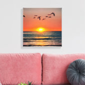 Sonnenuntergang mit Vögeln Leinwanddruck (Insitu (Wohnzimmer))