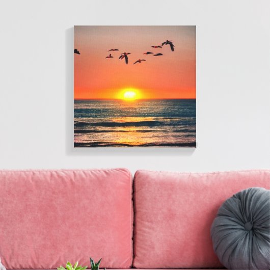 Sonnenuntergang mit Vögeln Leinwanddruck (Insitu (Wohnzimmer))