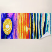 Sonnenuntergang mit Waves & Sun, Orange & Blues Strandtuch (Vorderseite)