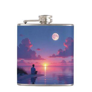 Sonnenuntergang Mondaufgang Karibik Flachmann