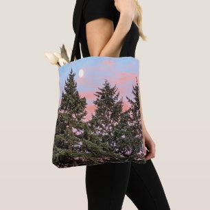 Sonnenuntergang Mondaufgang mit rosa Wolken Tasche