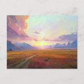 Sonnenuntergang Montana Grosses Himmelbett Malerei Postkarte (Vorderseite)