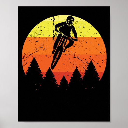 Sonnenuntergang Mountainbike Abfahrt Geländeradler Poster (Vorne)