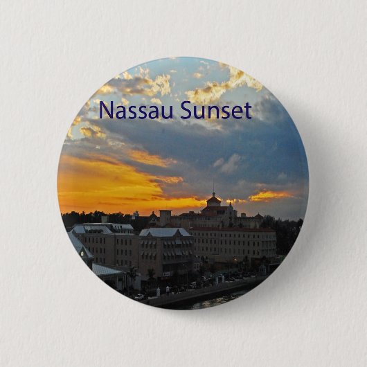 Sonnenuntergang, Nassau Bahamas Button (Vorderseite)