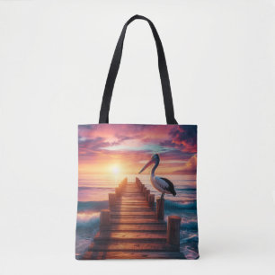 Sonnenuntergang Nautic/Küsten-/Strandpelikan Tasche