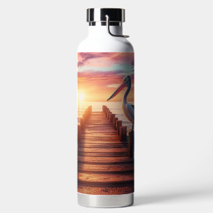 Sonnenuntergang Nautic/Küsten-/Strandpelikan Trinkflasche