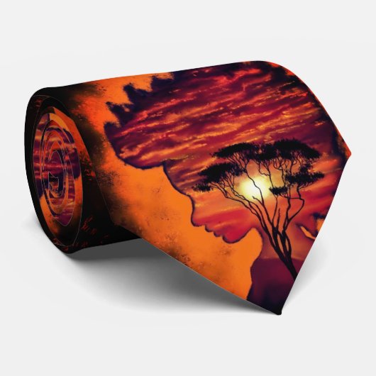 Sonnenuntergang Neck Tie Fantasy Orange Schwarze F Krawatte (Gerollt)