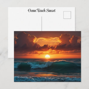 Sonnenuntergang Ocean Beach Waves atmen Postkarte