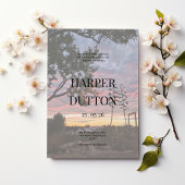 Sonnenuntergang orange gelb schöne Landschaft Hoch Einladung