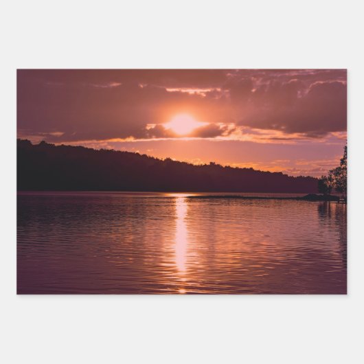 Sonnenuntergang Orange Landschaft Küste Strand Dek Geschenkpapier Set (Vorderseite 3)