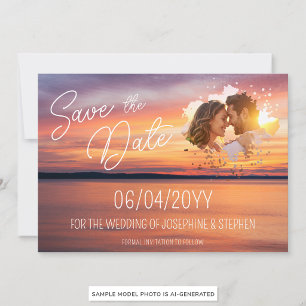 Sonnenuntergang Orange mit benutzerdefiniertem Fot Save The Date