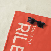 Sonnenuntergang Orange Personalisiert Slogan Beach Strandtuch (Beispiel)