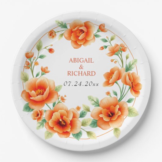 Sonnenuntergang Orangen Rundgebirge Hochzeit Pappteller (Vorderseite)