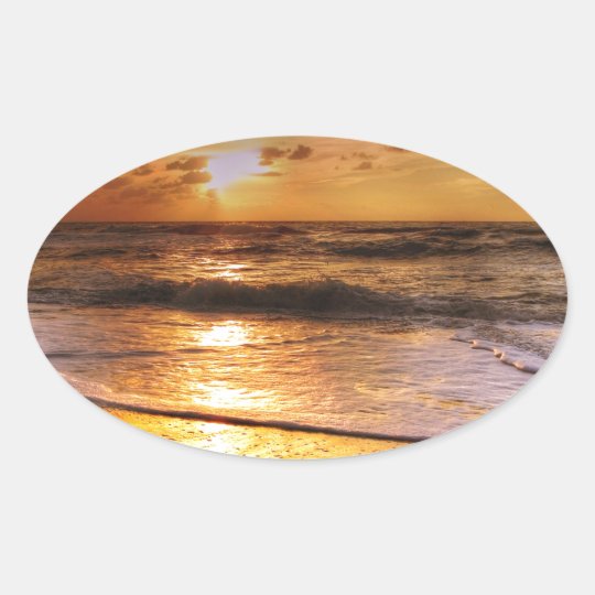 Sonnenuntergang Ovaler Aufkleber