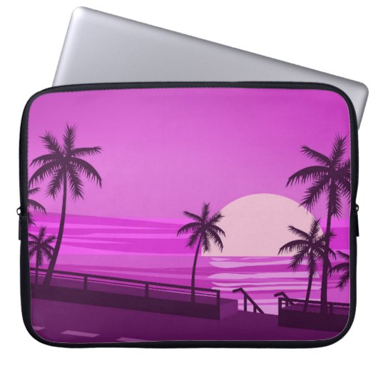 Sonnenuntergang, Ozean, Abend, Palmen, Meer, Laptopschutzhülle (Vorderseite)