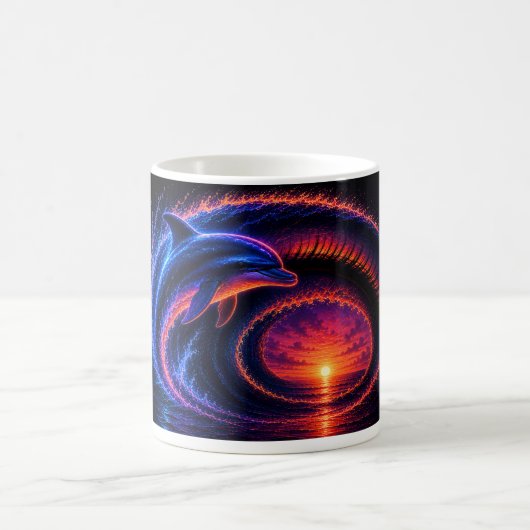 Sonnenuntergang Ozean Delfin Kaffeetasse (Mittel)
