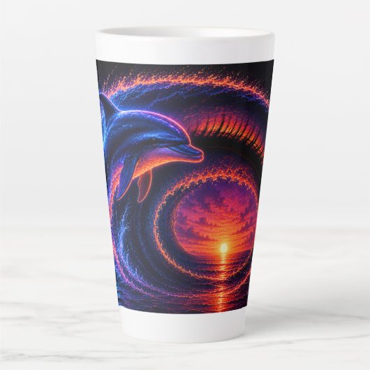 Sonnenuntergang Ozean Delfin Milchtasse (Vorderseite)