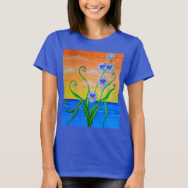 Sonnenuntergang Ozean Orchideen T-Shirt