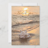 Sonnenuntergang Ozean Seashell Foto Feier des Lebe Dankeskarte (Vorderseite)