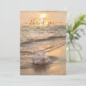 Sonnenuntergang Ozean Seashell Foto Feier des Lebe Dankeskarte (Stehend Vorderseite)