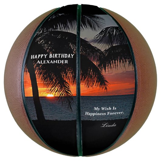 Sonnenuntergang Ozean Tropical Palms personalisier Basketball (Vertikal)