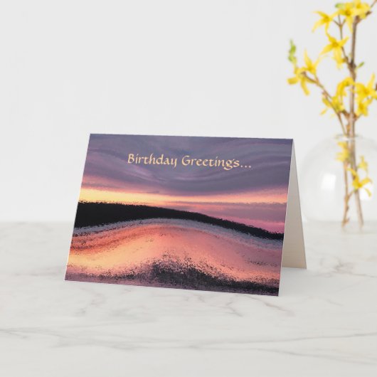 Sonnenuntergang Ozeanwelle Abstrakt Geburtstag Karte (Gelbe Blume)