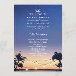 Sonnenuntergang Palm Beach String Lights Hochzeit Programm