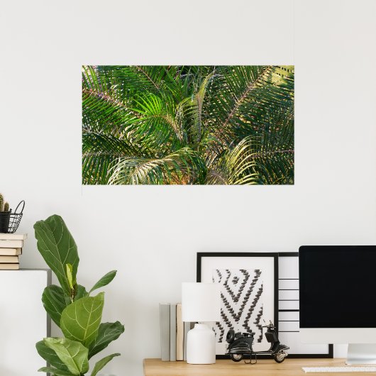 Sonnenuntergang Palm Fronds Tropical Poster (Heimbüro)