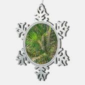 Sonnenuntergang Palm Fronds Tropical Schneeflocken Zinn-Ornament (Rechts)