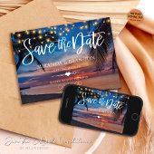 Sonnenuntergang Palm String Lights Tropical Beach  Save The Date