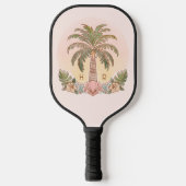 Sonnenuntergang Palm Tree Aquarellfarben Monogram  Pickleball Schläger (Vorderseite)