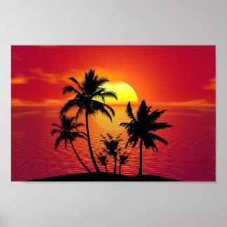 Sonnenuntergang Palm Tree Ocean Poster