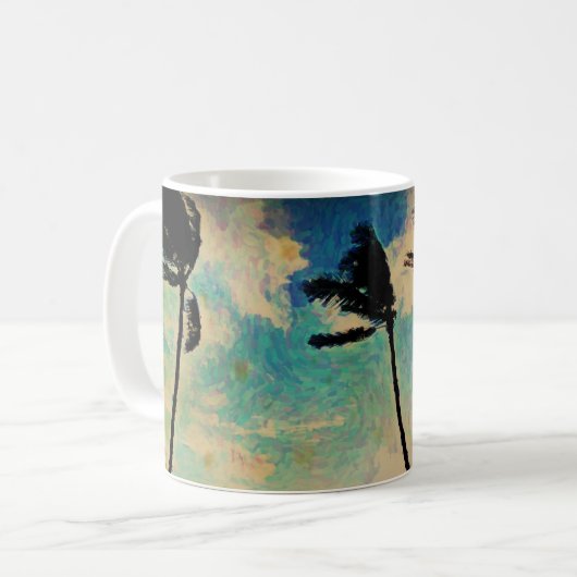 Sonnenuntergang Palm Tree Tasse (Vorderseite Links)
