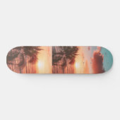 Sonnenuntergang Palme Orangenwolken Skateboard (Horizontal)