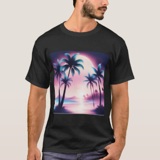 Sonnenuntergang Palmen Ästhetik T-Shirt