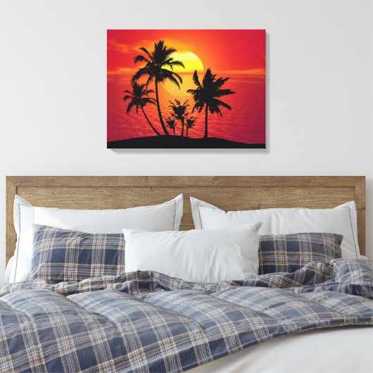 Sonnenuntergang Palmen Silhouette-16514 Leinwanddruck (Insitu (Schlafzimmer))