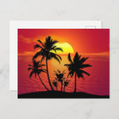 Sonnenuntergang Palmen Silhouette-16514 Postkarte (Vorne/Hinten)