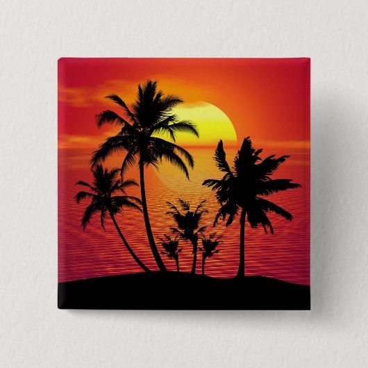 Sonnenuntergang Palmen Silhouette-65143 Button (Vorderseite)