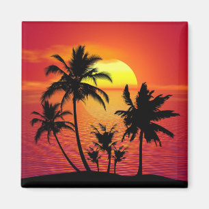 Sonnenuntergang Palmen Silhouette Design-65143 Magnet