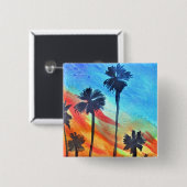 Sonnenuntergang Palmen Strand Surfart Button (Vorne & Hinten)