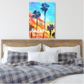 Sonnenuntergang Palmen Strand Surfart Leinwanddruck (Insitu (Schlafzimmer))