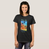 Sonnenuntergang Palmen Strand Surfart T-Shirt (Vorne ganz)
