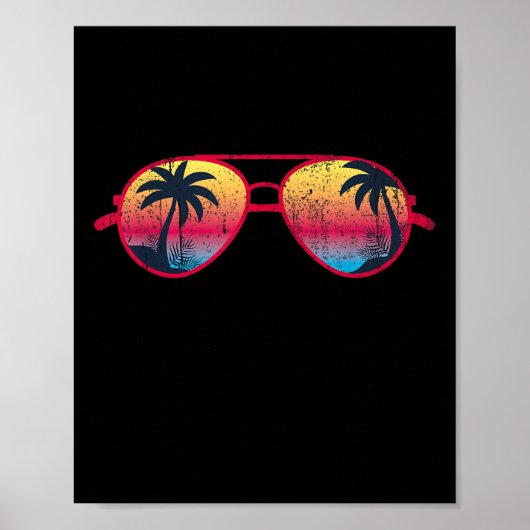 Sonnenuntergang Palmen Sungles Beach Tropical Summ Poster (Vorne)