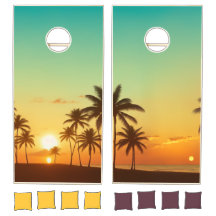Sonnenuntergang Palmen Tropical Beach Cornhole Set