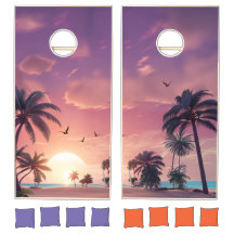 Sonnenuntergang Palmen Tropical Beach Cornhole Set