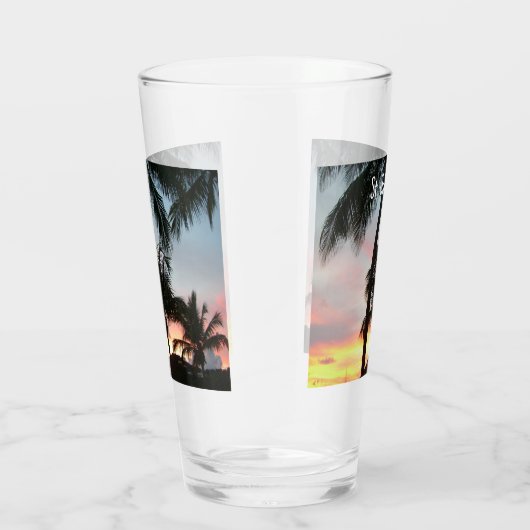 Sonnenuntergang Palmen tropische Landschaftsfotogr Glas (Rechts)