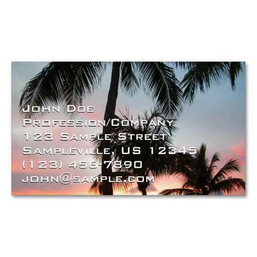 Sonnenuntergang Palmen tropische Landschaftsfotogr Magnetische Visitenkarte (Vorderseite)