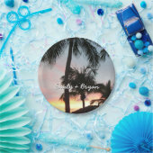 Sonnenuntergang Palmen tropische Landschaftsfotogr Pappteller (Party)