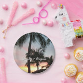 Sonnenuntergang Palmen tropische Landschaftsfotogr Pappteller (Party)