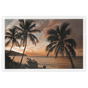 Sonnenuntergang Palmen tropische Palmen Acryl Tablett